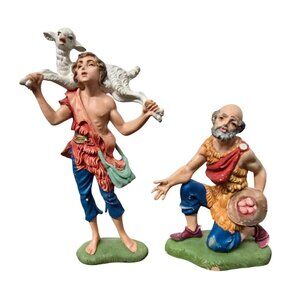 2 Fontanini Shepard Boy & Villager Figurine Italy